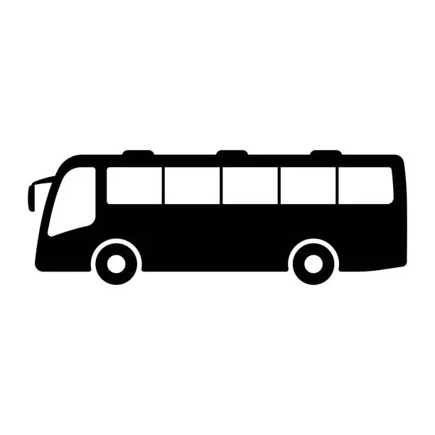 Vector illustration of Bus icon. Black silhouette. Side view. Vector simple flat graphic illustration. Isolated object on a white background. Isolate.