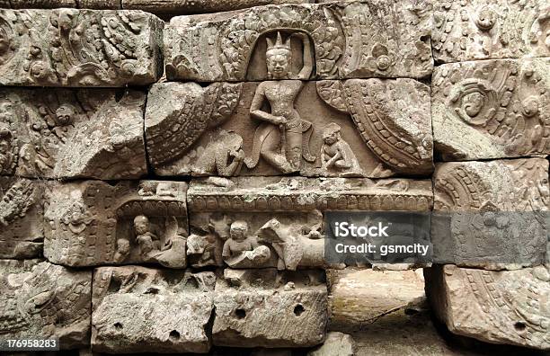 People On The Wall Of Angkor At Cambodia Stock Photo - Download Image Now - Adventure, Angkor, Archaeology