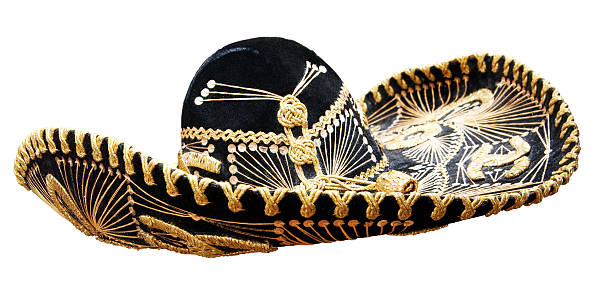 Vintage Mexican Sombrero isolated on white. Clipping path included.