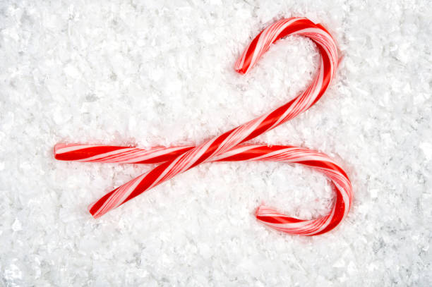 Candy Canes in snow stock photo