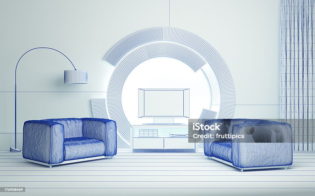 Moderno interior 3d - Foto de stock de Cômodo de casa royalty-free