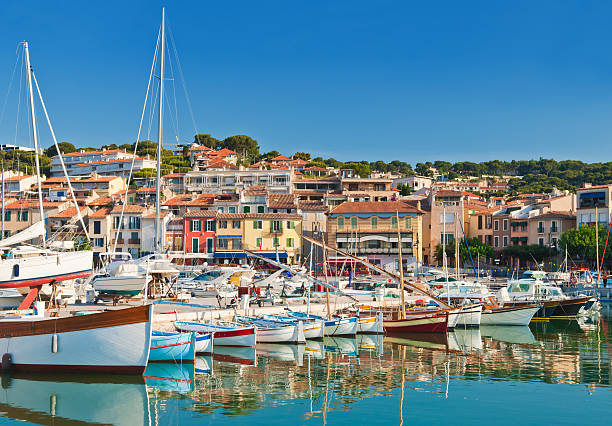 Seaside town of Cassis in the French Riviera The beautiful town of Cassis in the French Riviera photographed during a clear morning casis stock pictures, royalty-free photos & images