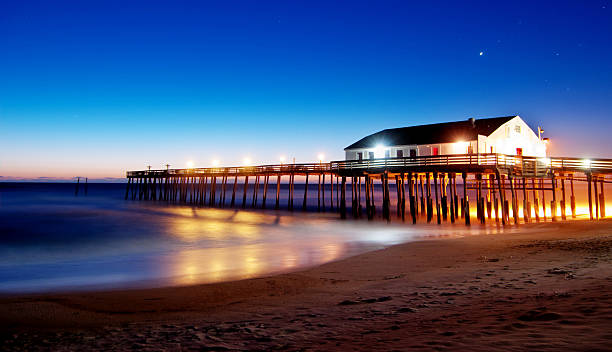 Kitty Hawk Pier Sunrise in the Outer Banks stock photo