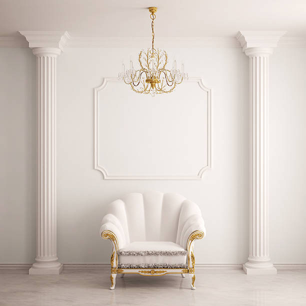 Classical interior with an armchair Classical interior with an armchair (3d rendering) capital architectural feature stock pictures, royalty-free photos & images