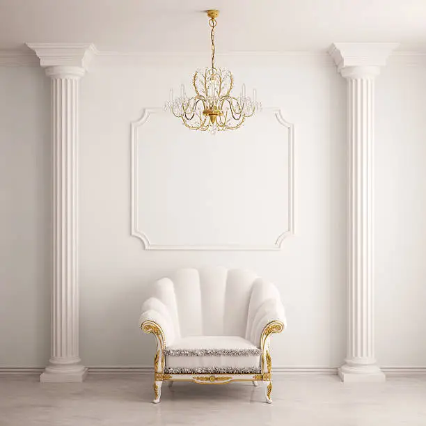 Classical interior with an armchair (3d rendering)