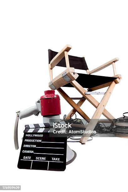 Krzesło Dyrektorów - zdjęcia stockowe i więcej obrazów Krzesło reżyserskie - Krzesło reżyserskie, Klaps filmowy, Przemysł filmowy