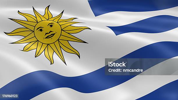 Photo libre de droit de Drapeau Uruguayen Dans Le Vent banque d'images et plus d'images libres de droit de Blanc - Blanc, Bleu, Capitales internationales