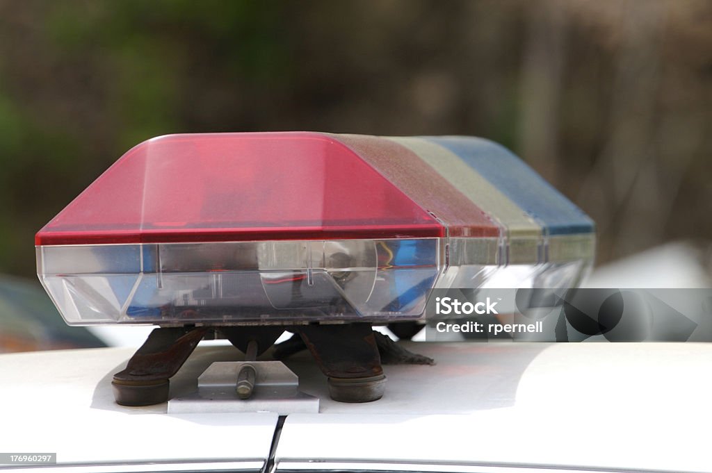 Police Lights Detail of a Police Car Light bar Police Vehicle Lighting Stock Photo