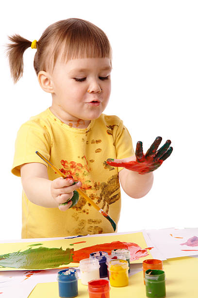 istock Cute child paint her fingers 176961494