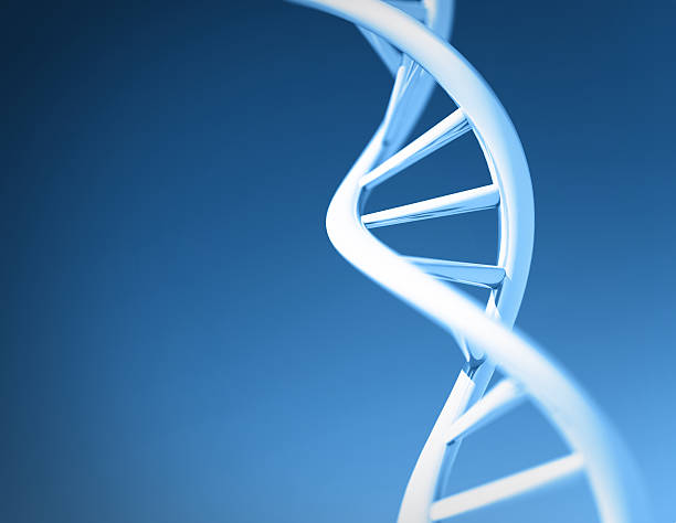 istock White strain of DNA against blue background 176961721