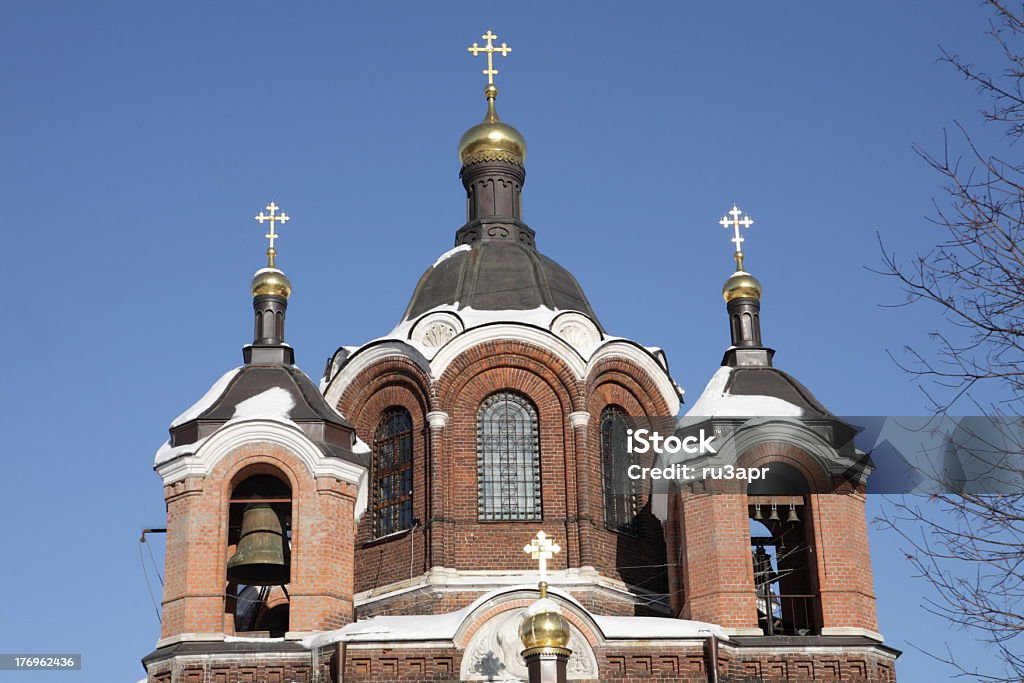 Igreja no inverno durante o dia - Foto de stock de Antiga União Soviética royalty-free