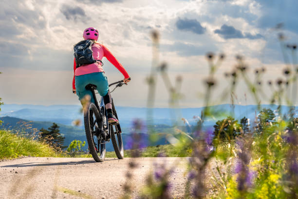 istock Woman riding electric mountain bikes 1769626938