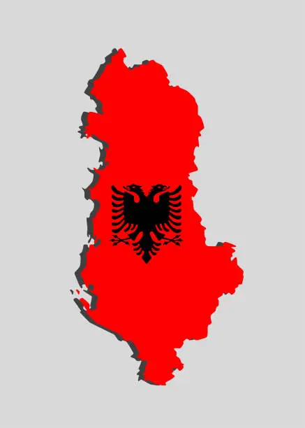 Vector illustration of Vector map Albania made flag, Europe country