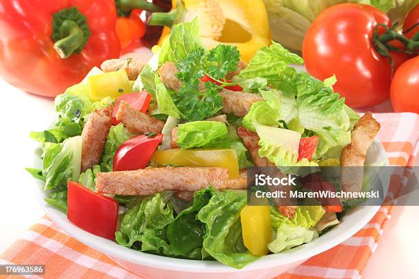 Mixed Salad With Strips Of Turkey Stock Photo - Download Image Now - Cooking Oil, Food, Food and Drink