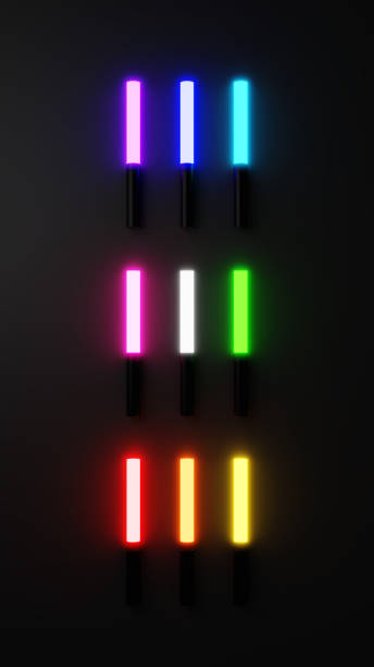 istock 3D Illustration.Colorful penlight on black background. (Vertical) 1769638750