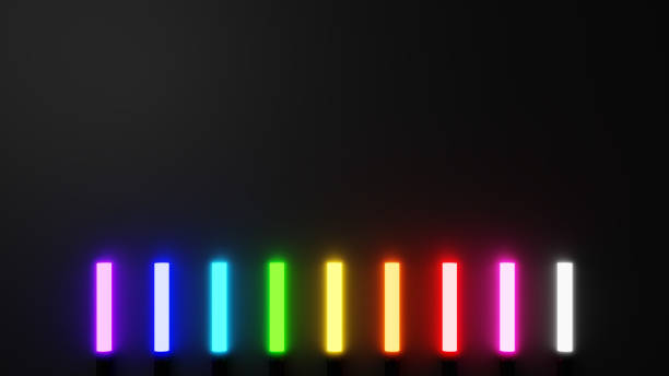 istock 3D Illustration.Colorful penlights on black background. Copy space. (horizontal) 1769638751