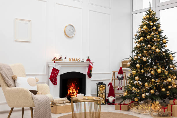 istock Living room interior with beautiful Christmas tree and festive decor 1769639002