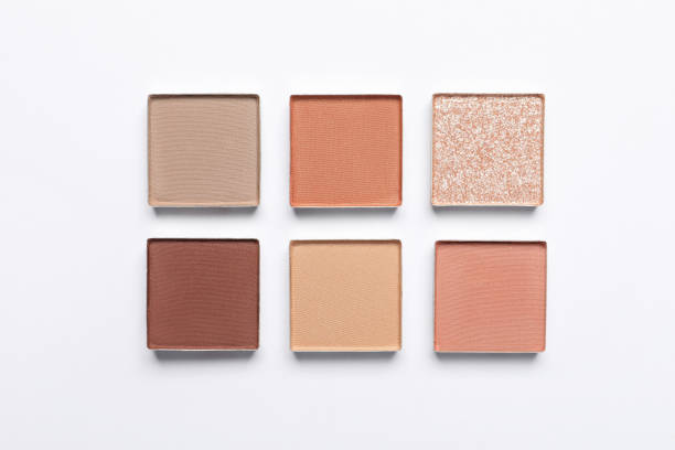 istock Beautiful eye shadow refill pans on white background, flat lay 1769639014