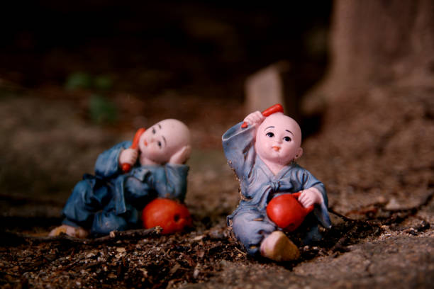 young monk doll Young monk doll in Korean temple korean doll stock pictures, royalty-free photos & images