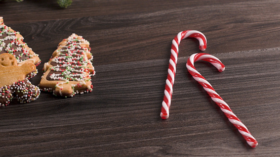 Cookies with candy and Christmas tree