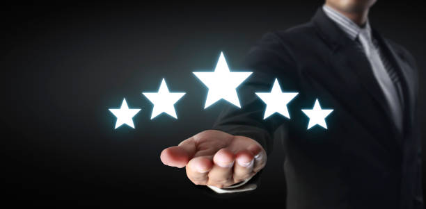 istock Rise on increasing five stars in human hand, Increase rating evaluation and classification concept 1769651065
