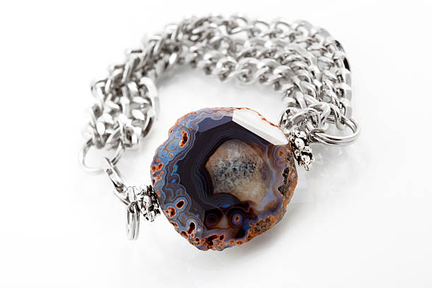 istock Silver bracelet with a polished stone 176965186