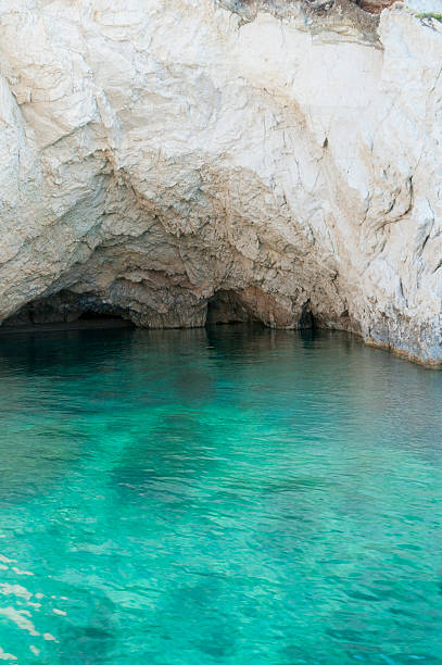 Caverna e limpar a Água Azul, Zante - fotografia de stock