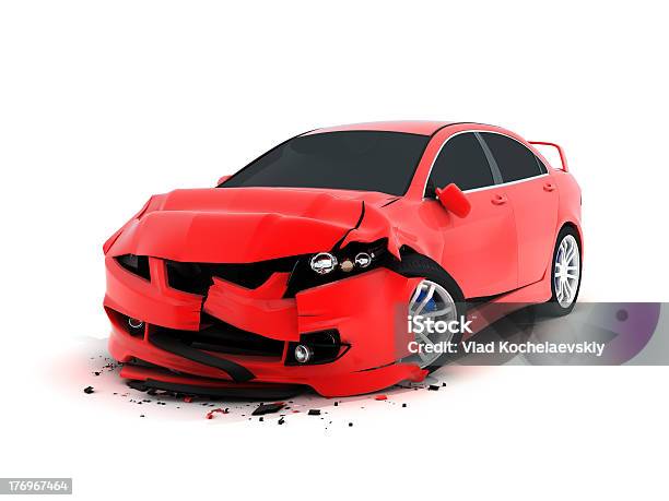 Car Crash Stock Photo - Download Image Now - Car, Car Accident, White Background