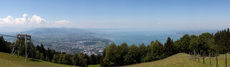 Panoramic view over the Lake Constance and Bregenz seen from the Pfaender. austria and germany, europe