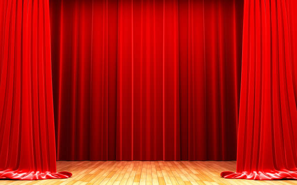 istock Red velvet curtain opening scene 176967834