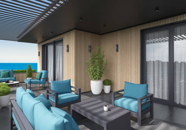 istock Modern Luxurious Villa balcony with ocean view 1769705113