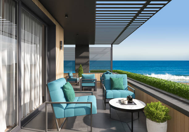 istock Modern Luxurious Villa balcony with ocean view 1769705114