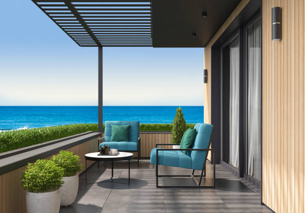 istock Modern Luxurious Villa balcony with ocean view 1769706819