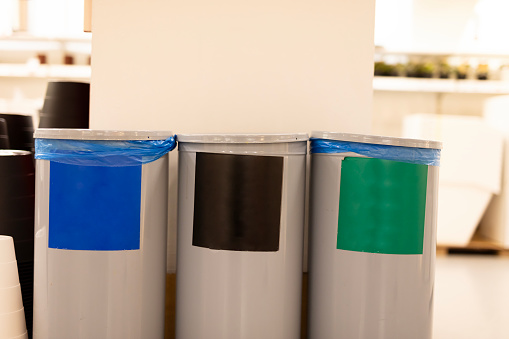Colorful recycle bins