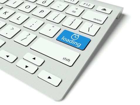 Botón de teclado y azul, internet concepto de carga photo