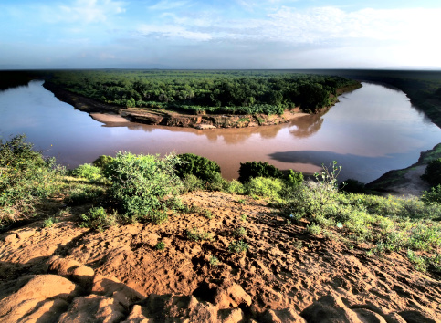 Omo river canyon, south Ethiopia near Kenya, East Africa, where Karo people live.