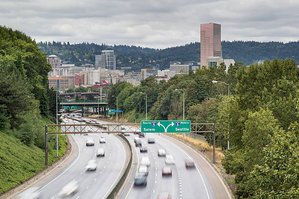 istock I-84 to I-5 Interstate Freeway in Portland Oregon 176978503