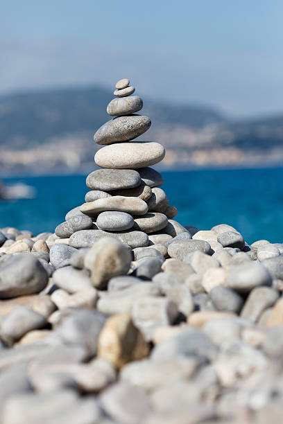 Pyramid of stones stock photo