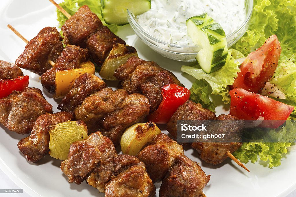 Kebab - grilled meat and vegetables Grilled meat and vegetables More ... Appetizer Stock Photo