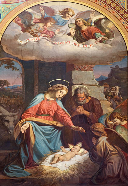 비엔나-fresco of 성탄화 in altlerchenfelder 교회 - joseph 뉴스 사진 이미지