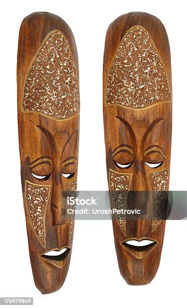 Wooden Brown Ritual Mask Stock Photo - Download Image Now - African Culture, Ancient, Antiquities
