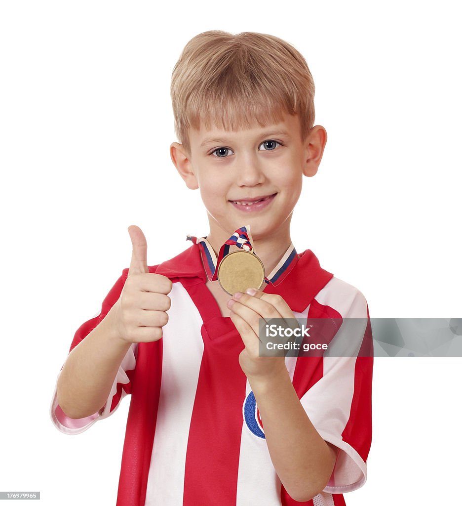 Niño con Ganador de medalla de oro - Foto de stock de Medalla libre de derechos