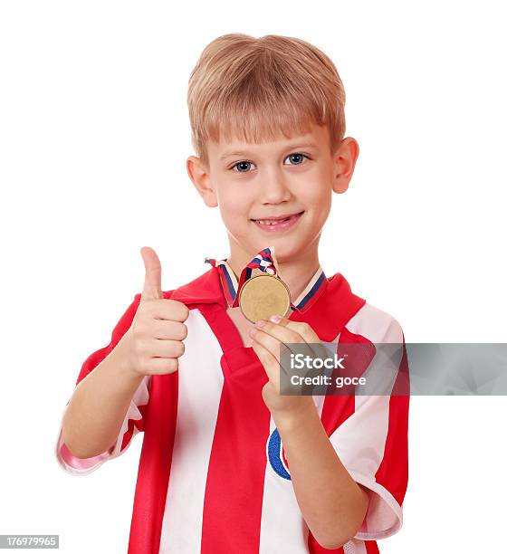 Boy With Gold Medal Winner Stock Photo - Download Image Now - Boys, Medal, Child