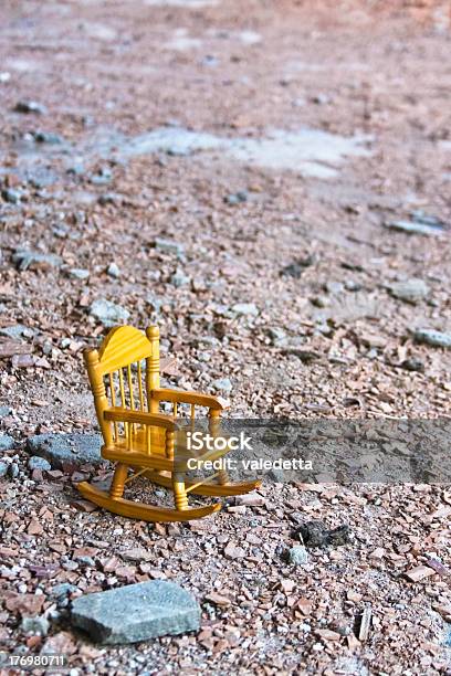 Rocking Chair On Broken Bricks Stock Photo - Download Image Now - Abandoned, Absence, Brick