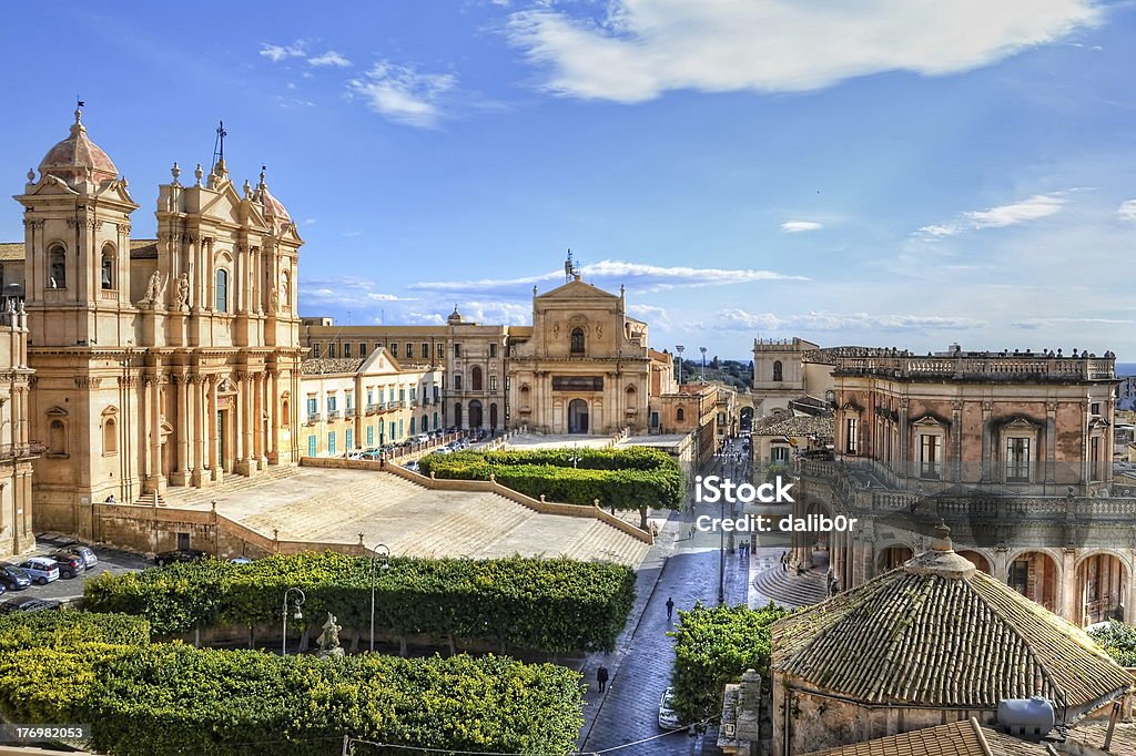 Noto, Sicily View on the main square of the old city of Noto, Sicily Noto - Sicily Stock Photo