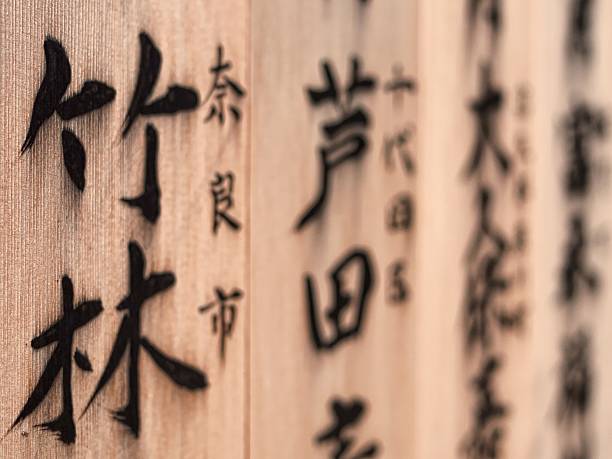 istock Kanji carved on a wood panel 176982064