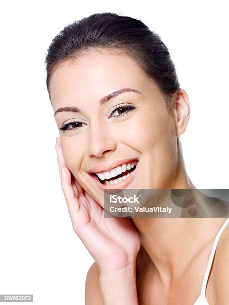 Happy Womans Face With Clean Skin Stock Photo - Download Image Now - 20-29 Years, Adult, Adults Only