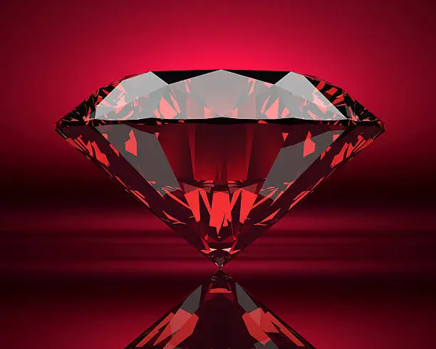 Red ruby on abstract background