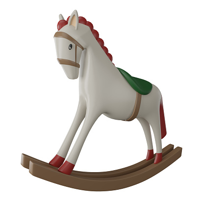 rocking horse Christmas toy illustration cartoon icon concept. isolated on transparent background PNG 3d rendering.