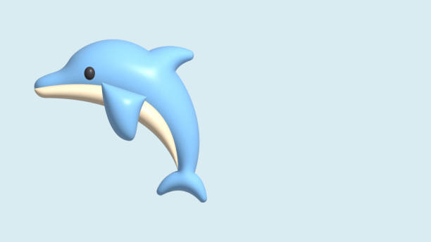 istock Dolphin 3d realistic illustration, blue animal on blue isolated background 1769853124